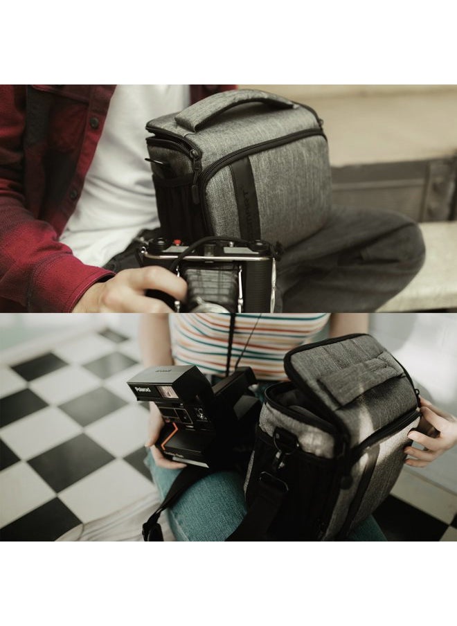 BAGSMART - Camera Bag Padded Camera Shoulder Bag for Photographers, Waterproof Camera Bags & Cases with Rain Cover for SLR DSLR, Lenses, Accessories, Grey - Image 1