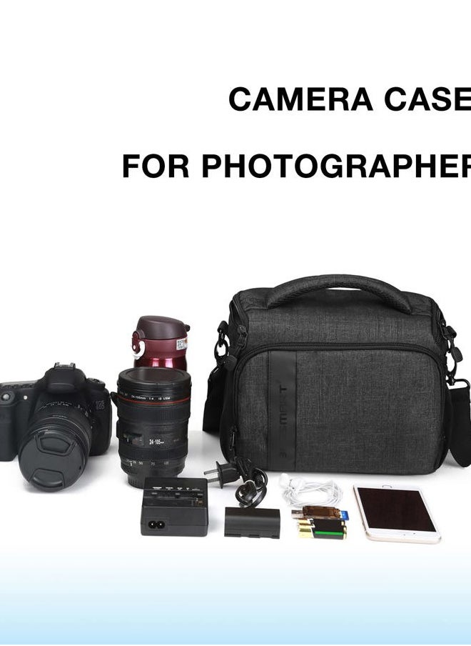 BAGSMART Camera Bag Padded Camera Shoulder Bag for Photographers, Waterproof Camera Bags & Cases with Rain Cover for SLR DSLR, Lenses, Accessories, Grey  - Image 4