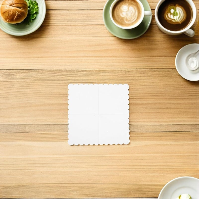 100pcs White Scalloped Edge Disposable Decorative Napkins Double-layer Embossed Party Napkins for Wedding Birthday Barbecue Beverage Table Use - Image 5