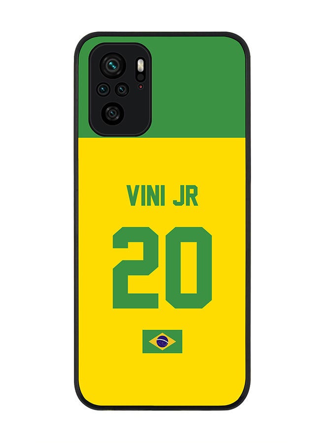 Stylizedd Rugged Black edge case for Redmi Note 10S/Redmi Note 10 4G Slim fit Soft Case Flexible Rubber Edges Anti Drop TPU Gel Thin Cover - Football Team - Brazil Player Name - Vini Jr - Image 1