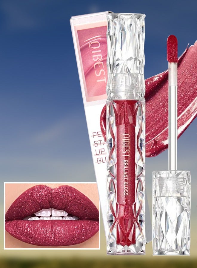 QiBest لمعان الشفاه اللؤلؤي - زيت شفاه مطفي بلمسة لامعة - أحمر شفاه سائل معدني لامع - لمسة لامعة - لمسة نهائية لامعة - صبغة شفاه عالية الصبغة - تدوم طويلاً - مكياج رقم 04 - Image 1