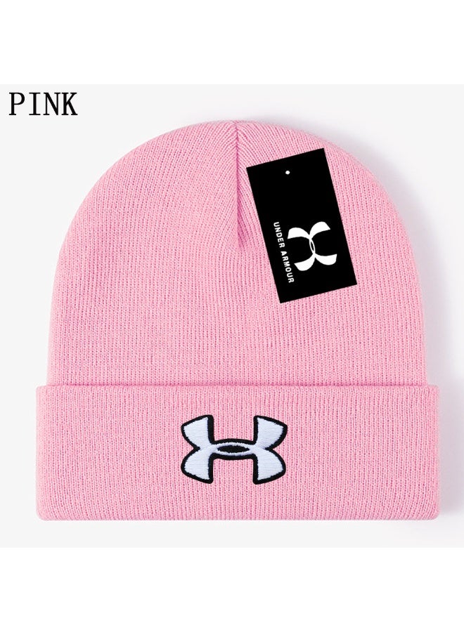 Under Armour Playful Pink Ribbed Knit Beanie with Brand Logo