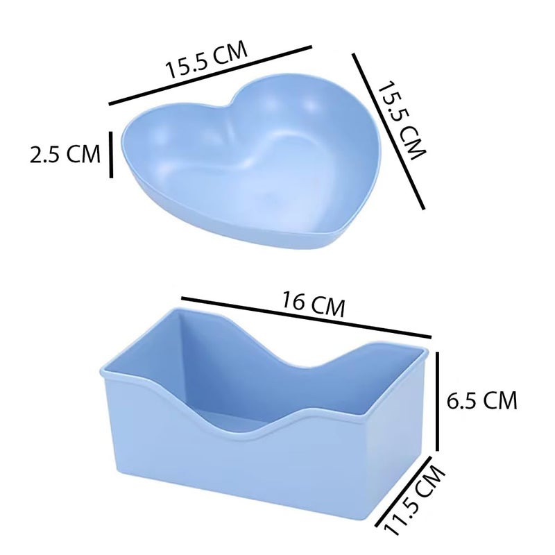 pepplo Creative Heart Shaped Dish, Food Grade Plastic Dish, Dining Table Plate, Party Plate, Snack Plates, Dinner Plates, Camping Plates, Dinnerware Heart Dish, Party Use, Household(Blue, 10 Plates + 1 Rack) - Image 2