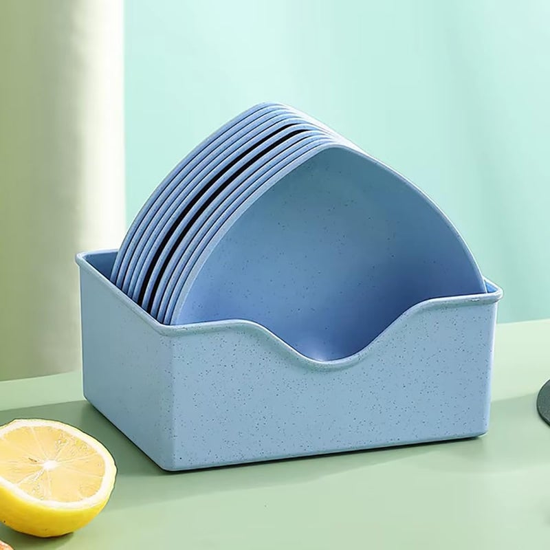 pepplo Creative Heart Shaped Dish, Food Grade Plastic Dish, Dining Table Plate, Party Plate, Snack Plates, Dinner Plates, Camping Plates, Dinnerware Heart Dish, Party Use, Household(Blue, 10 Plates + 1 Rack) - Image 4