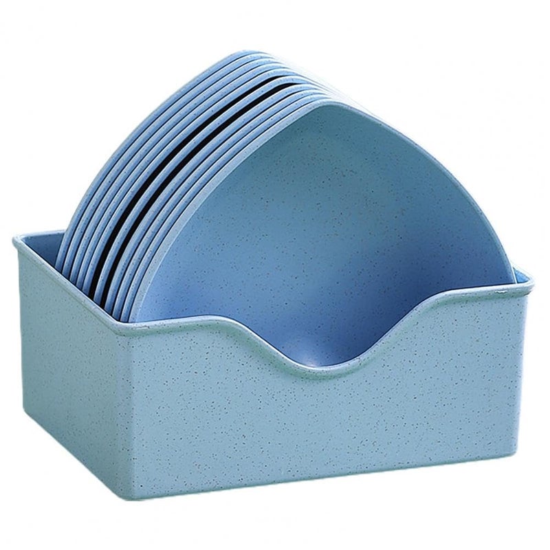 pepplo Creative Heart Shaped Dish, Food Grade Plastic Dish, Dining Table Plate, Party Plate, Snack Plates, Dinner Plates, Camping Plates, Dinnerware Heart Dish, Party Use, Household(Blue, 10 Plates + 1 Rack) - Image 1