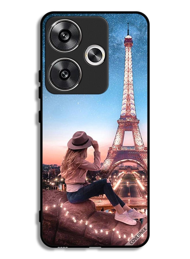 Xiaomi Poco F6 5G Protective Case Cover Hat Girl & Eiffel Tower