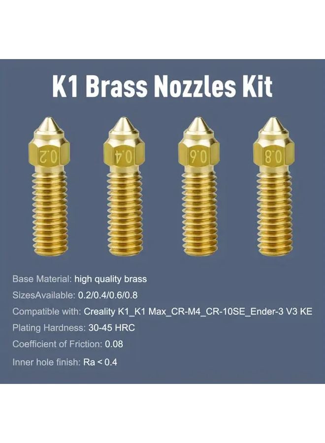 4 قطع فوهات نحاسية 0.2 مم لطابعة Creality Ender 3 V3 KE K1 K1 Max ثلاثية الأبعاد - Image 1