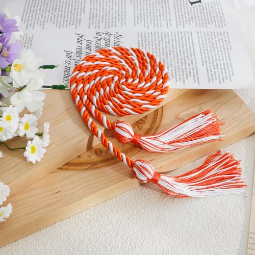 Zanzike Graduation Cords, Cords for Graduation 2026, Graduation Cords 2026, Graduation Honor Cord with Tassel, Graduation Ropes Cords, Graduation Honor Cord for Bachelor Gown Master Doctoral, Orange White - Image 2