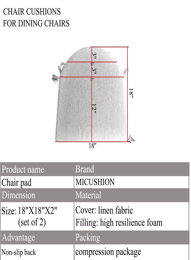 MICUSHION Chair Pads for Dinging Room Chairs Set of 2 with Ties Non Slip U Shaped Washable Seat with Zipper Indoor Chair s for Kitchen Chair 18x18 Inch, Khaki - Image 2