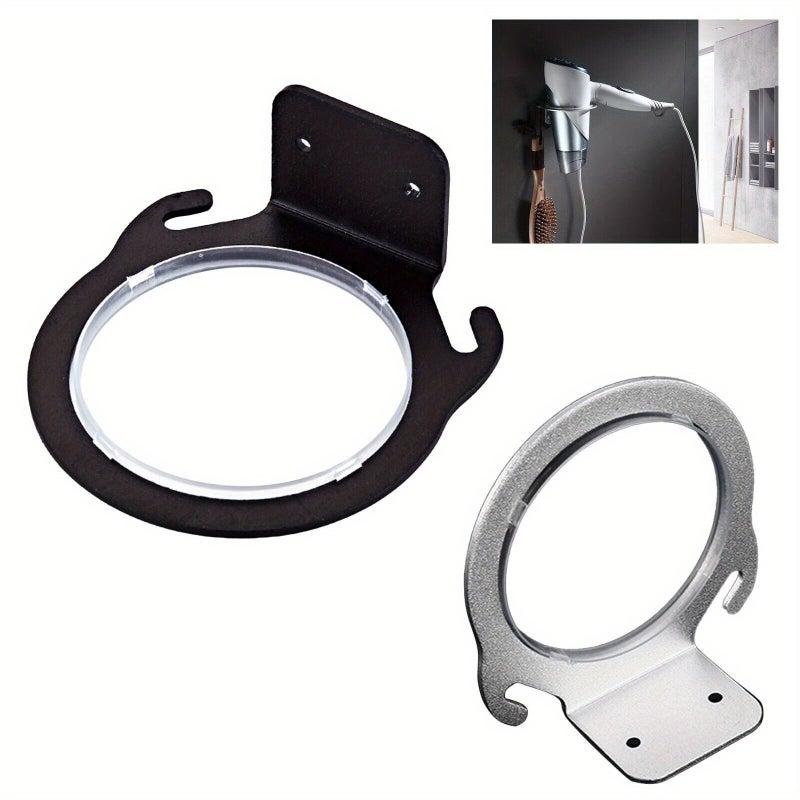 Black Wall Mounted Hair Dryer Holder for Bathroom Oversized Frame - Image 3