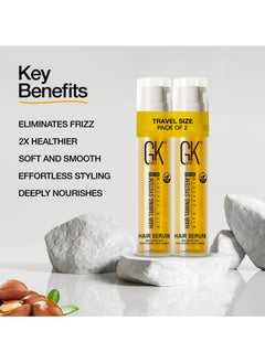 GK Hair Argan Oil Anti Frizz Hair Mini Serum Pack of 2 (10ml) Styling Smoothing Strengthening Hydrating Nourishing Heat Protection Shine Control Dry Damage Hair Repair  - Image 4