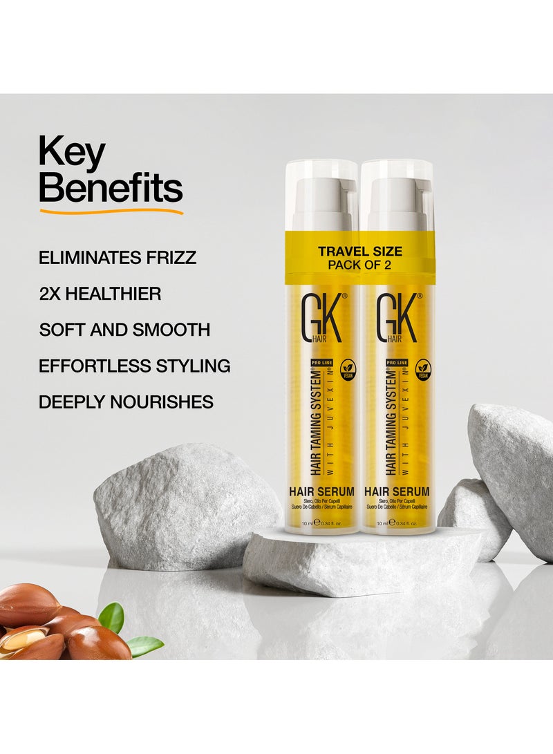 GK Hair Argan Oil Anti Frizz Hair Mini Serum Pack of 2 (10ml) Styling Smoothing Strengthening Hydrating Nourishing Heat Protection Shine Control Dry Damage Hair Repair - Image 4