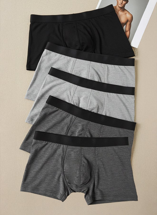 trendyol Black-Anthracite-Grey Multicolored Basic 5 Pack Cotton Boxers - Image 1