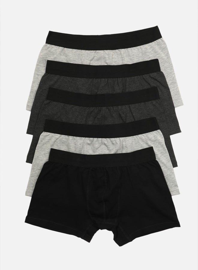 trendyol Black-Anthracite-Grey Multicolored Basic 5 Pack Cotton Boxers - Image 2