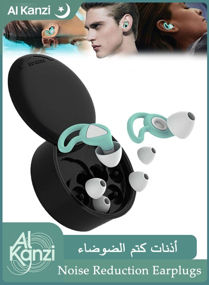 Al Kanzi 1 Pair Reusable Silicone Earplugs for Swimming, Sleeping, Noise Reduction, Waterproof Hearing Protection, Comfortable Fit with S, M, L Sizes, Portable Case - Image 1