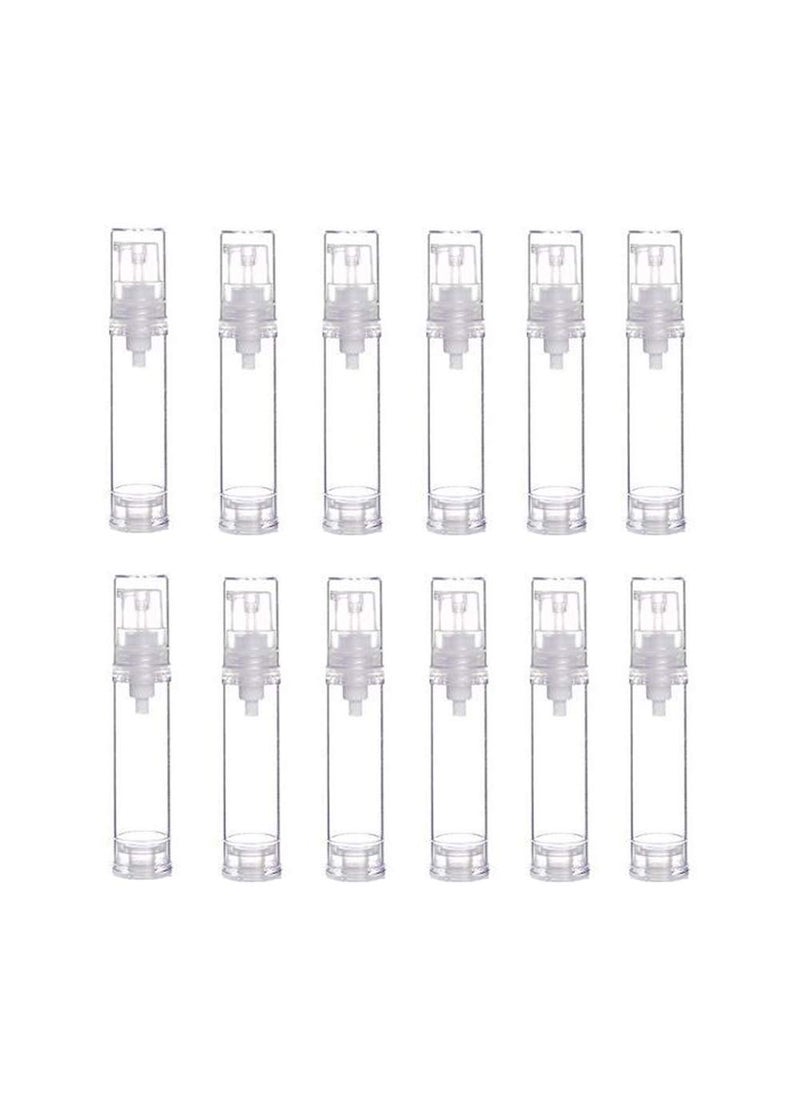 Elandy - 12Pcs Portable Empty Refillable Clear Plastic Airless Vacuum Pump Bottle Cosmetic Make-up Cream Lotion Sample Packing Toiletries Liquid Storage Container Vial Jars(10ml/0.34oz) - Image 1