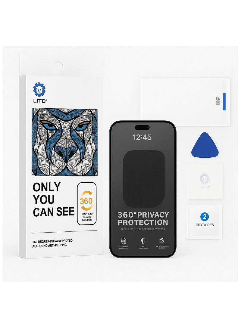 Lito حماية شاشة زجاجية مقساة بزاوية 360° من LITO لجهاز iPhone 16 Pro Max - Image 1