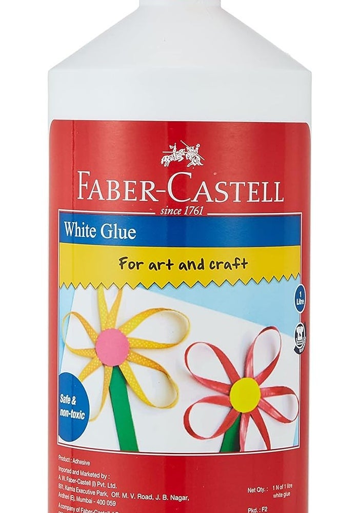 Faber-Castell White Washable Glue 1000ML - Art and Craft Adhesive - Image 1