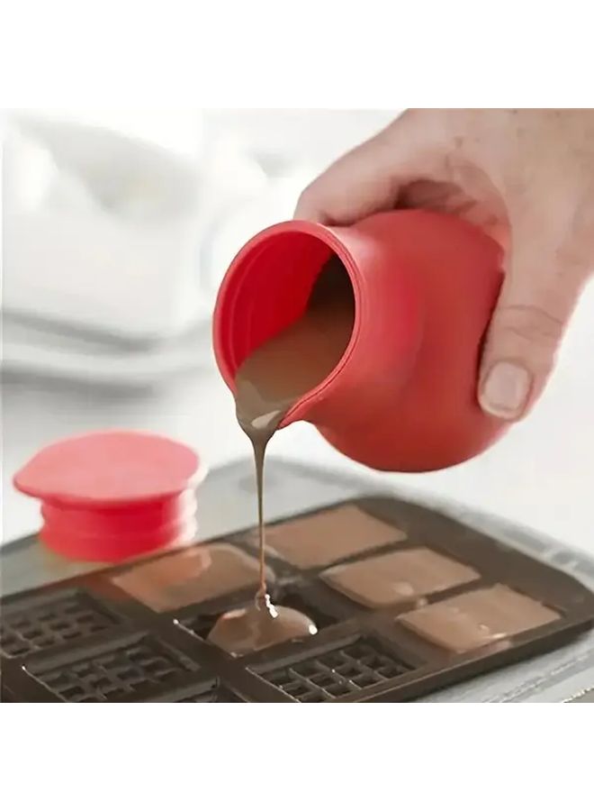 Red Commercial Grade Silicone Chocolate Melting Pot with Lid and Pouring Spout - Image 1