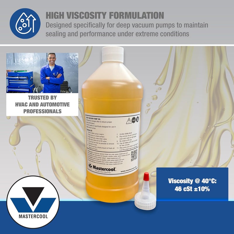 Mastercool 90032 Deep Vacuum Pump Oil - High Viscosity Lubricant for HVAC and Automotive Applications - Image 2