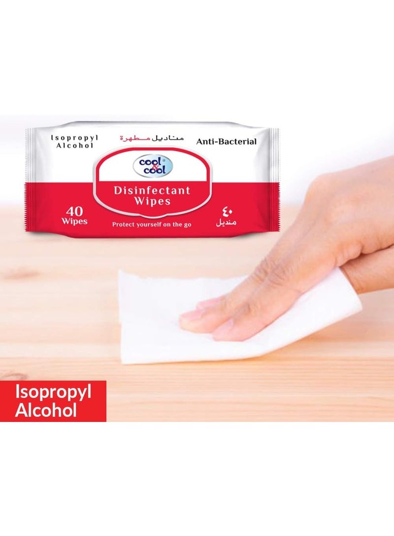 كول اند كول مناديل مطهرة مضادة للبكتيريا عبوة من 40 منديلًا - Image 3