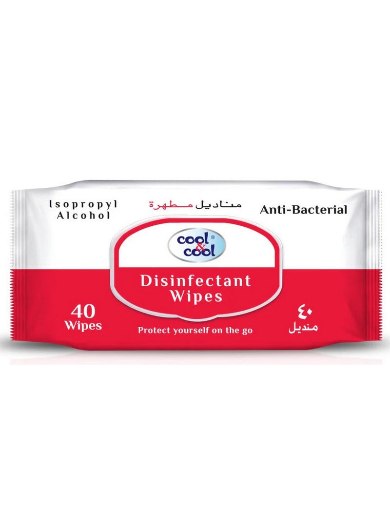 كول اند كول مناديل مطهرة مضادة للبكتيريا عبوة من 40 منديلًا - Image 1