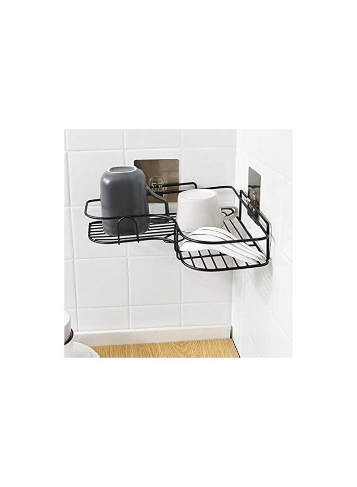 Black Corner Bathroom Shelf – Space-Saving Shampoo & Storage Rack – 1 Piece - Image 1