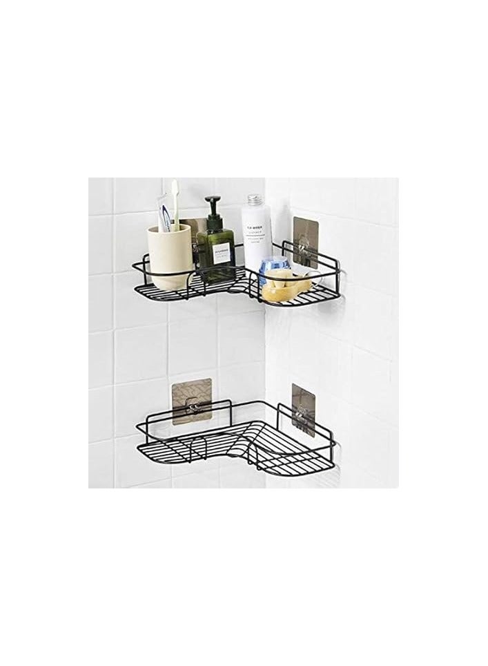 Black Corner Bathroom Shelf – Space-Saving Shampoo & Storage Rack – 1 Piece - Image 2
