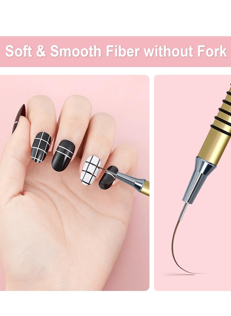 كيلا فراشي فن الأظافر المعدنية، مجموعة فرش طلاء أظافر معدنية، 6 قطع فرش طلاء أظافر غير قابلة للانزلاق، قلم تصميم فن الرسم بالطلاء بالأشعة فوق البنفسجية جل للخطوط الطويلة، التفاصيل الرقيقة، مقاسات الرسم الدقيقة 5/7/9/9/11/20/25 مم (ذهبي) - Image 2