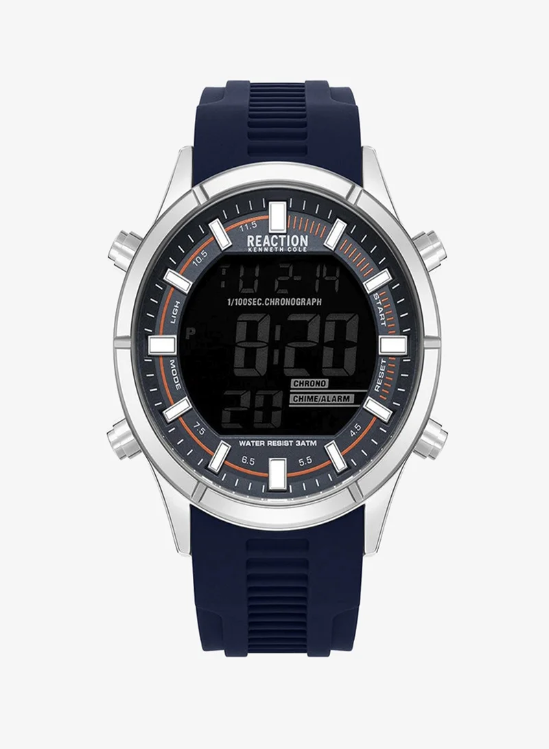 Kenneth Cole Reaction Digital Gents Watch With Blue Silicon Strap 47mm - KRWGP9006301