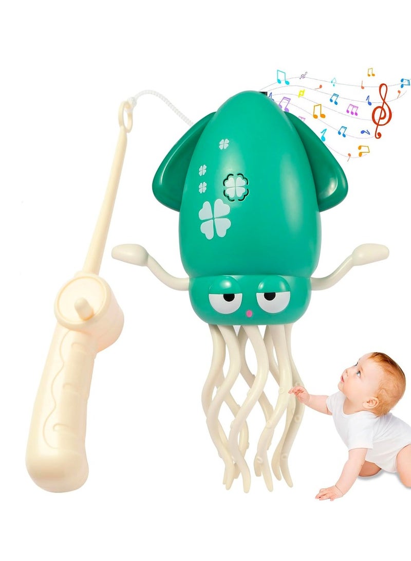 Dancing Octopus Baby Toy, Electric Crawling Octopus Tummy Time Toy, Rechargeable Magic Dancing Music Squid for 3 4 5 6 Year Old Kids Boy Girl Birthday Gifts, Funny Squid for Office Desk Decor,Green - Image 1