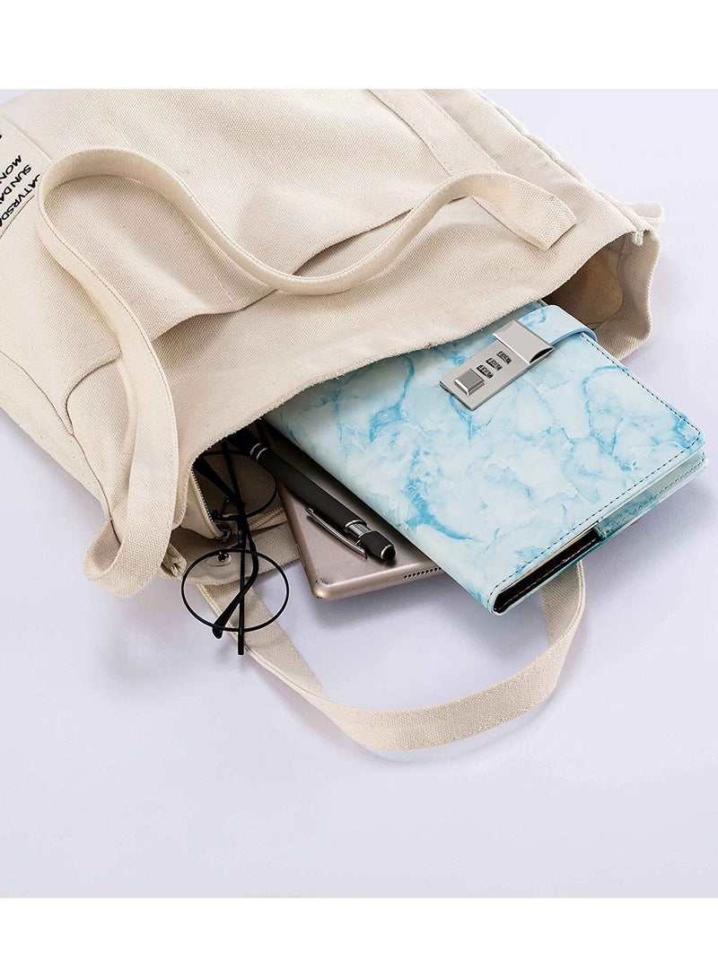 Marble Diary with Lock for Girls and Boys, Secret Journal with Lock and  Notebooks for Teen, Password Diary with Password PU Leather Locked with Pen Holder(Blue, A5) - Image 2