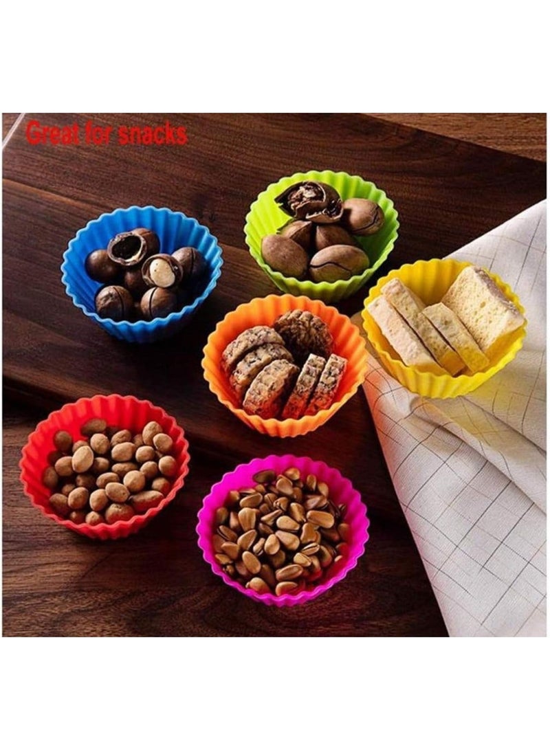 Reusable Silicone Cupcake Baking Cups, 2.96 inch Multicolor Cups, Non-stick Muffin Liners for Weddings, Birthday, Party Halloween Christmas- 12 Pack - Image 2