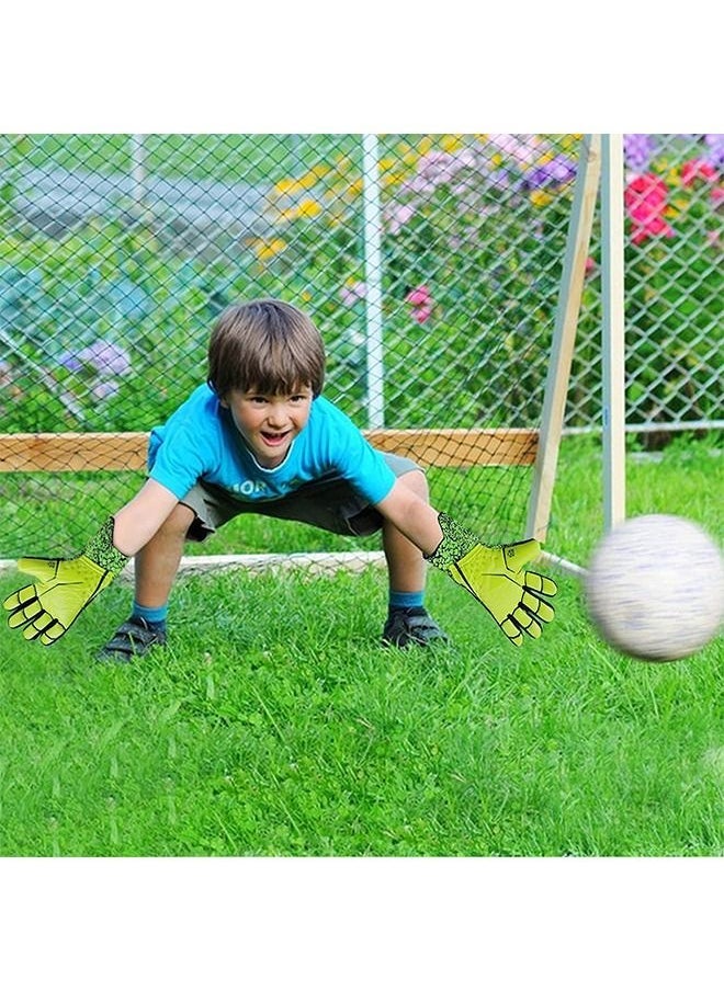 Arabest Children's Football Gloves Goalkeeper Gloves Children's Goalkeeper Gloves Wear-resistant Non-slip Wrist Guard Goalkeeper Gloves - Green - Image 3