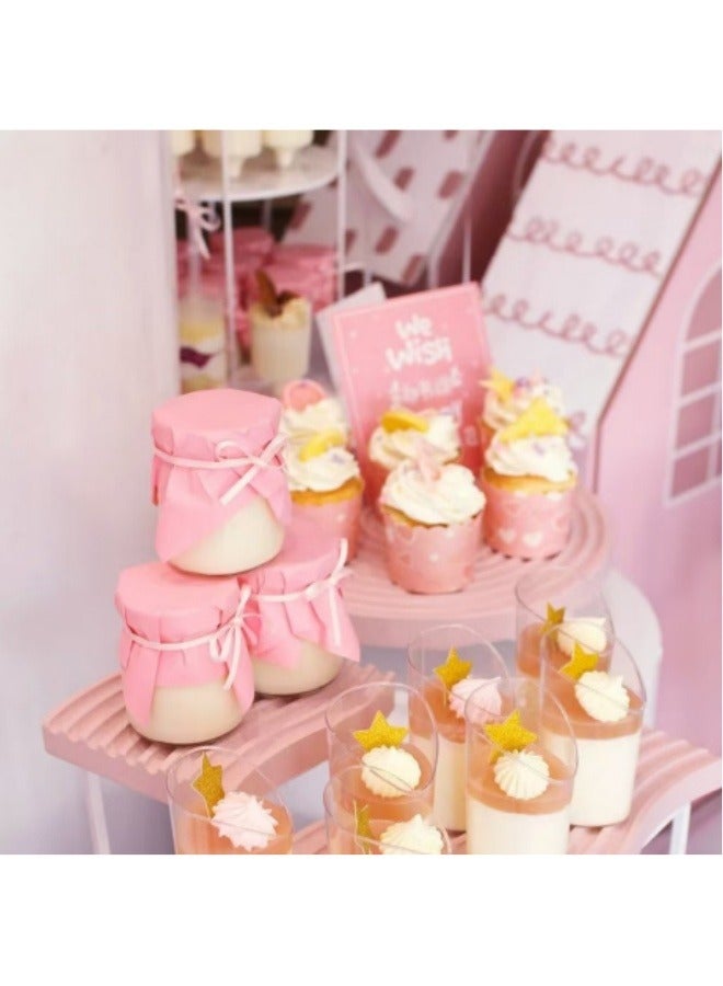 50 ورقة من ورق غلق زجاجات البودنج وزجاجة المربى وغطاء زجاجة الزبادي وغطاء زجاجة ورقي لحفلات الزفاف وأعياد الميلاد وغطاء زجاجة وردي - Image 3