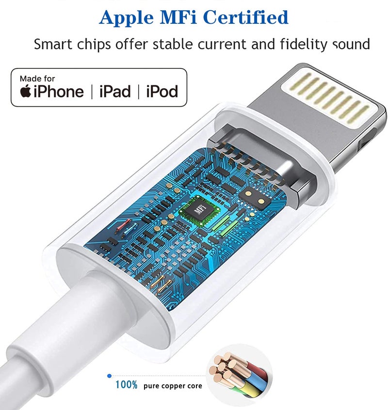 Wahbite Lightning to 3.5mm Audio Cable Compatible with iPhone 13/12/11/XR/XS/X/8/7/6 Plus/SE 2, iPad - Image 2