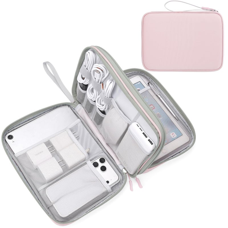 Waterproof Travel Cable Organizer Bag with Double Layer Storage for Cords, Chargers, Phone and Earphone - Image 1