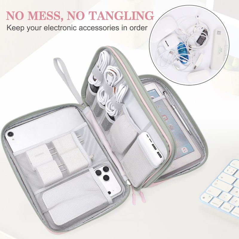 Waterproof Travel Cable Organizer Bag with Double Layer Storage for Cords, Chargers, Phone and Earphone - Image 5