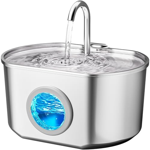 Neareal Cat Water Fountain Stainless Steel: 73oz/2.2L Cat Fountain for Drinking- Pet Water Fountain Inside - Automatic Dog Watering Dispenser Bowl - Pet Feeding & Watering Supplies - Image 1