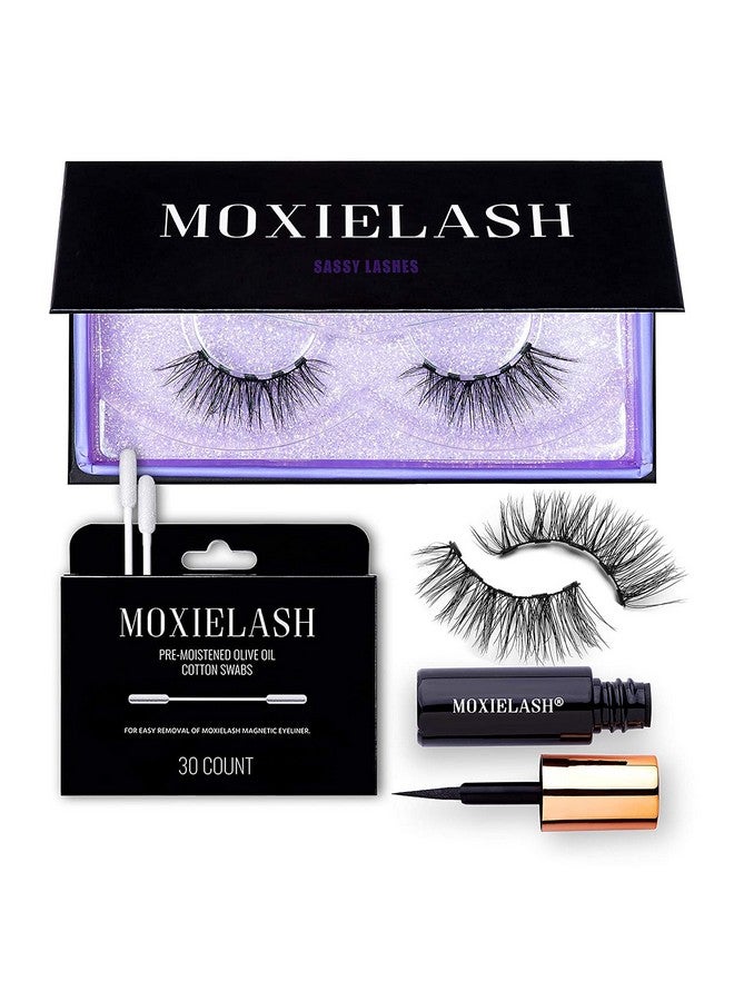 MoxieLash رموش مغناطيسية مع مجموعة كحل ساسي رموش صناعية تبدو طبيعية مجموعة 5 مغناطيسات لشريط الرموش ساسي + كحل مغناطيسي + مسحات مزيل الكحل مملوكة للولايات المتحدة بدون غراء - Image 2
