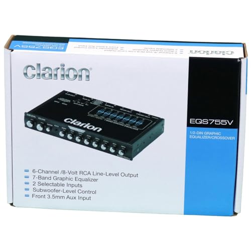 CLARION EQS755V 7-Band Car Audio 1/2-DIN Size Car Graphic Equalizer/Crossover with Front 3.5mm Auxiliary Input, Rear RCA Auxiliary Input and High Level Speaker Inputs - Image 2