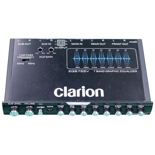 CLARION EQS755V 7-Band Car Audio 1/2-DIN Size Car Graphic Equalizer/Crossover with Front 3.5mm Auxiliary Input, Rear RCA Auxiliary Input and High Level Speaker Inputs - Image 3