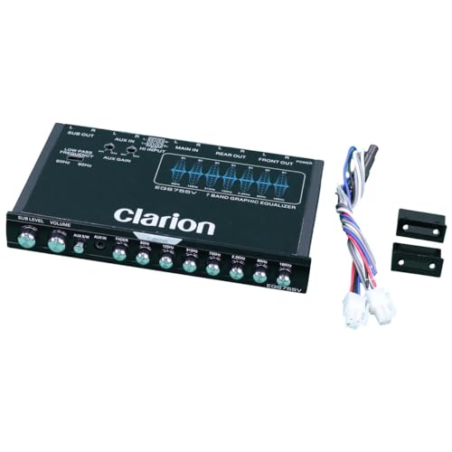 CLARION EQS755V 7-Band Car Audio 1/2-DIN Size Car Graphic Equalizer/Crossover with Front 3.5mm Auxiliary Input, Rear RCA Auxiliary Input and High Level Speaker Inputs - Image 1