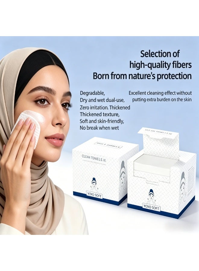 Disposable Face Towel 50 Sheets | Oversized Multi-Use Makeup Remover | Biodegradable & Baby Safe | Dry & Wet Dual-Use Cleansing Cloths for Sensitive Skin - Image 2