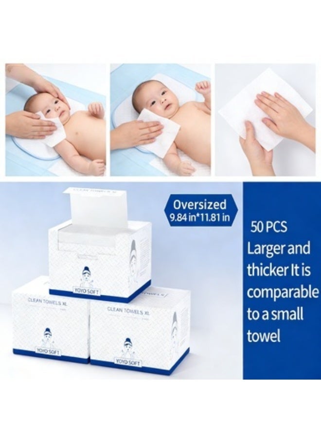 Disposable Face Towel 50 Sheets | Oversized Multi-Use Makeup Remover | Biodegradable & Baby Safe | Dry & Wet Dual-Use Cleansing Cloths for Sensitive Skin - Image 3