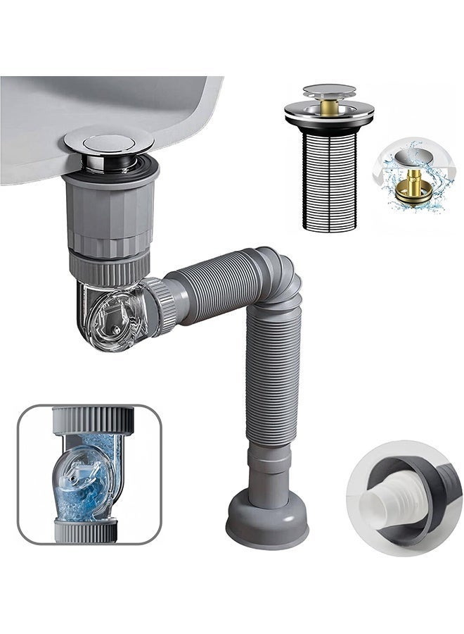 MVAQKLM طقم أنبوب تصريف حوض الحمام، حل سباكة 3 في 1 لفتحات التصريف بمقاس 1-1/4'' و1-1/2'' - Image 1