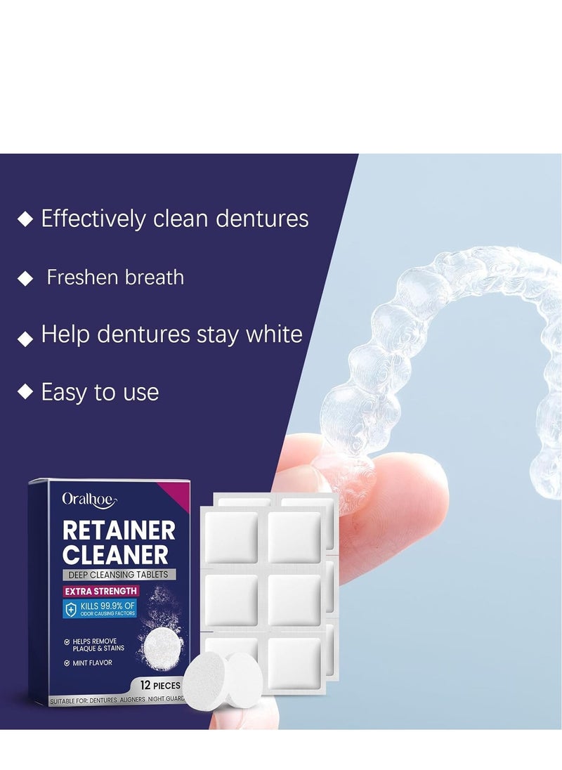 ORALHOE Mouth Guard Cleaning Tablets, Denture & Braces Care, Oral Cavity Cleaner for Tooth Stains & Plaque Removal, Effervescent Cleaning Tablets for Retainers, Aligners & Dental Appliances 12PIECES - Image 4