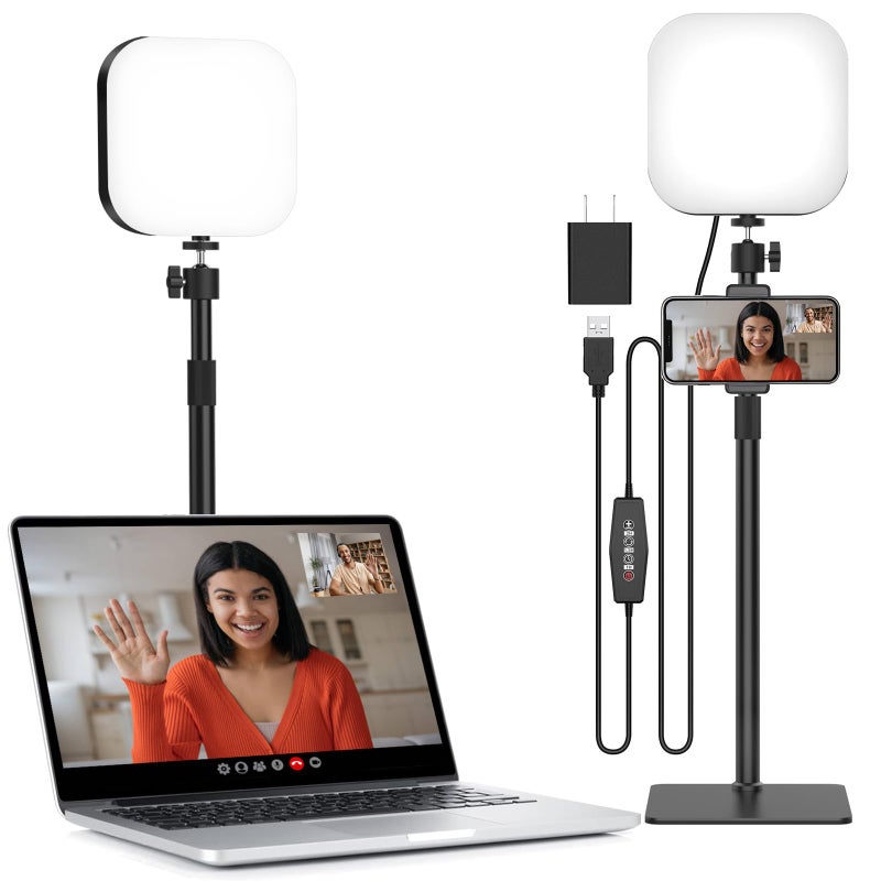 Mojimdo Video Conference Lighting, 180 LED Video Light with 3 Color & 5 Brightness & Timmer for Video Recording, Webcam Light Phone Holder for Laptop Computer Online Meeting, Video Calls, Live Streaming - Image 1