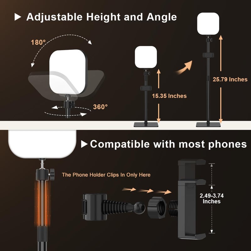 Mojimdo Video Conference Lighting, 180 LED Video Light with 3 Color & 5 Brightness & Timmer for Video Recording, Webcam Light Phone Holder for Laptop Computer Online Meeting, Video Calls, Live Streaming - Image 5