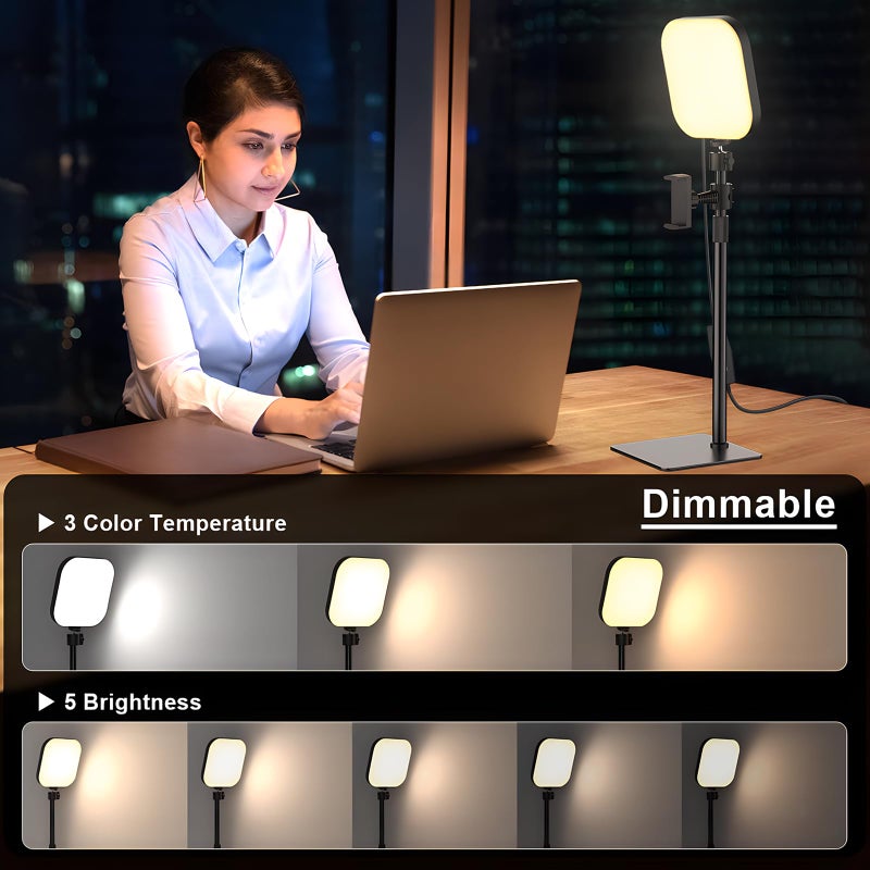 Mojimdo Video Conference Lighting, 180 LED Video Light with 3 Color & 5 Brightness & Timmer for Video Recording, Webcam Light Phone Holder for Laptop Computer Online Meeting, Video Calls, Live Streaming - Image 2